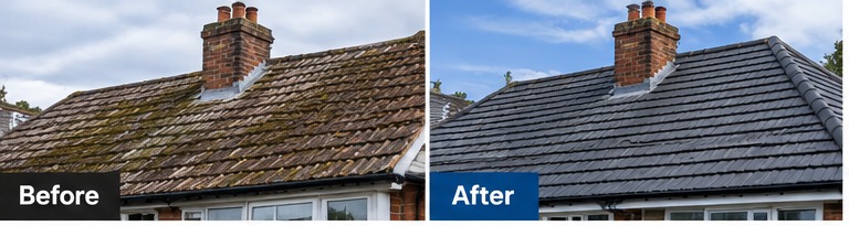 Illustrative before and after roofing example 1